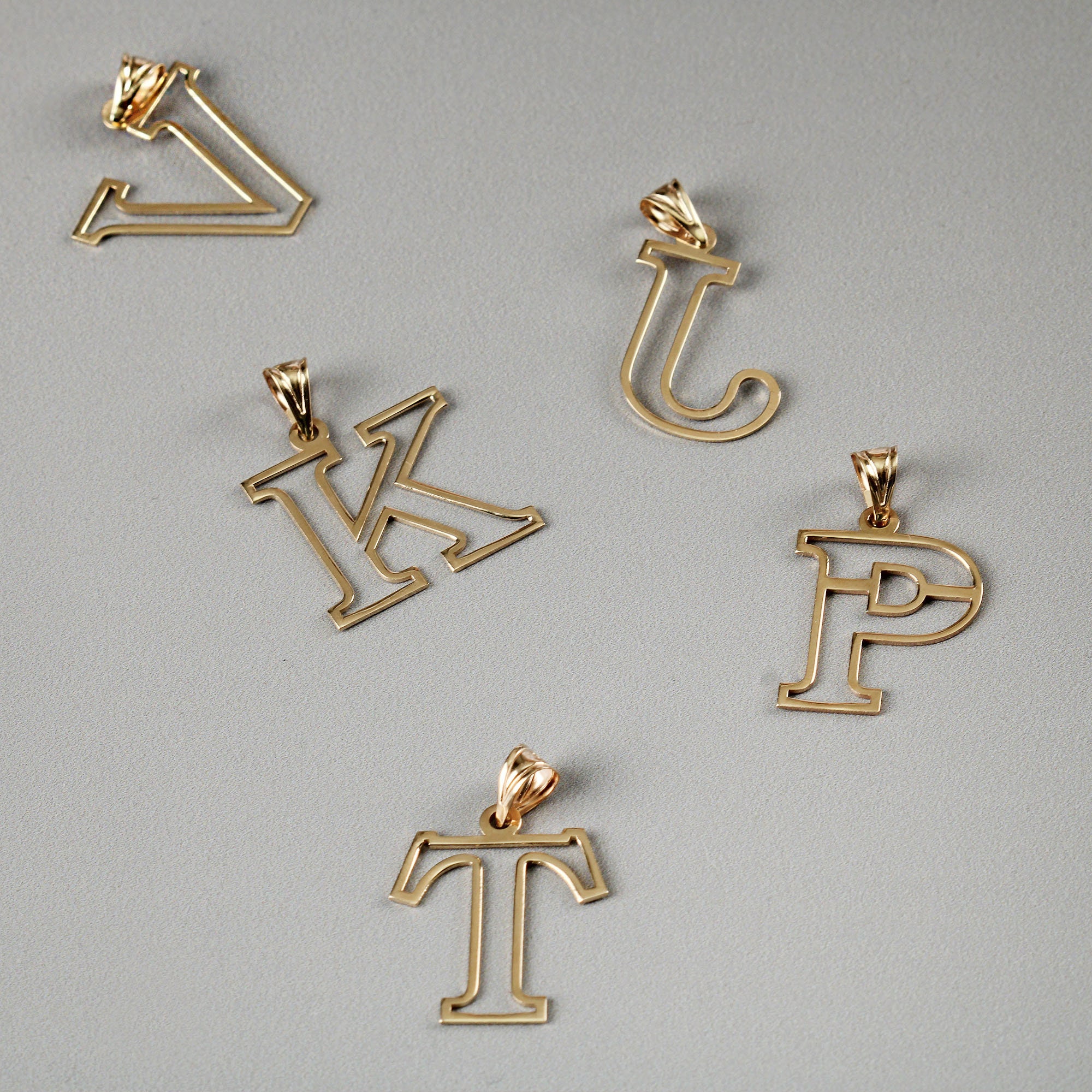 14 k Solid Gold initial Letter Charm Anhänger Halskette Etsy