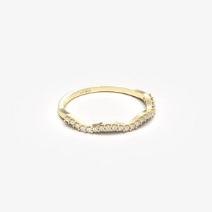 14K Solid Gold Twisted Diamond Band, Curved Wedding Ring imagen 14