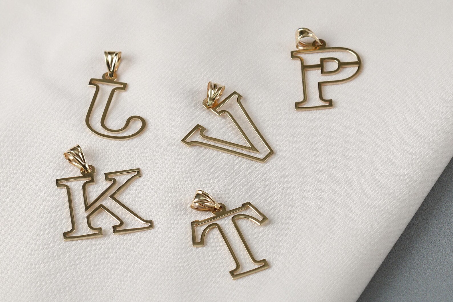 14k Solid Gold Initial Letter Charm Pendant Necklace Custom Etsy