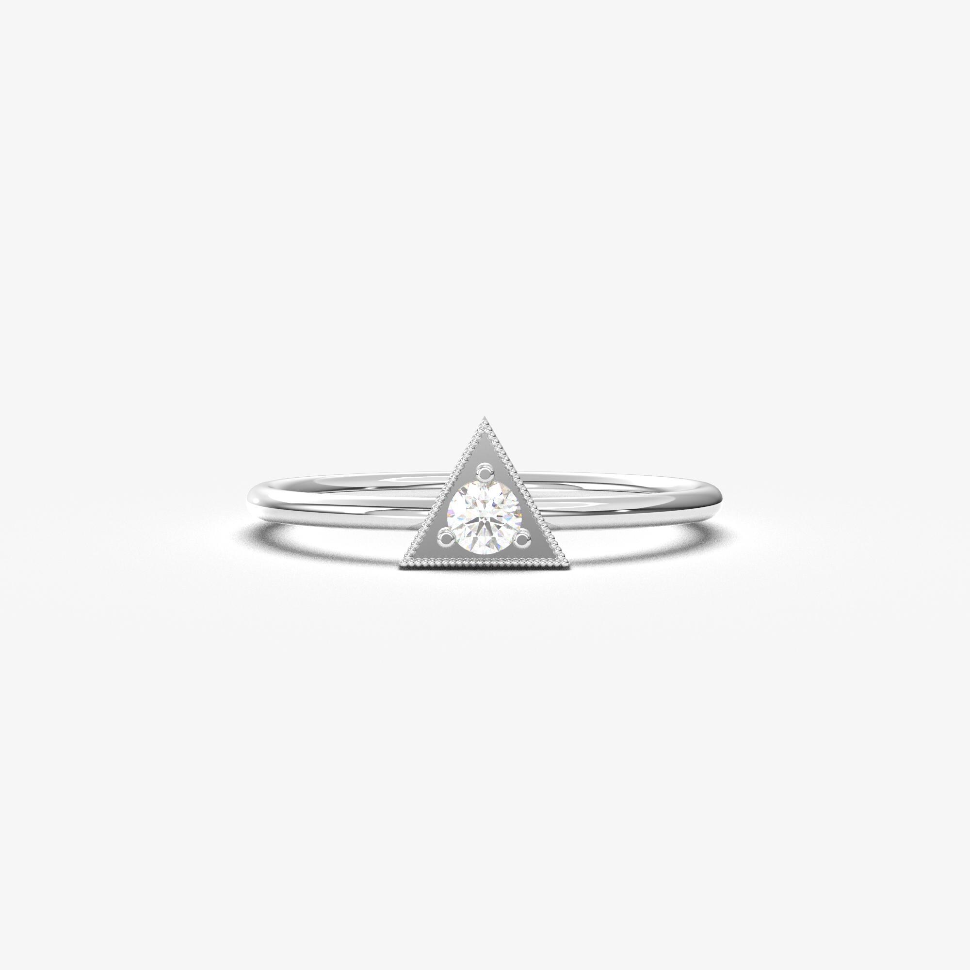 14K Solid Gold Geometric CZ Ring, Triangle Frame Minimalist  display picture 1