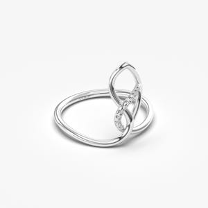 14K Solid Gold Teardrop Infinity Ring, Diagonal Diamond Geometric Statement Ring afbeelding 15