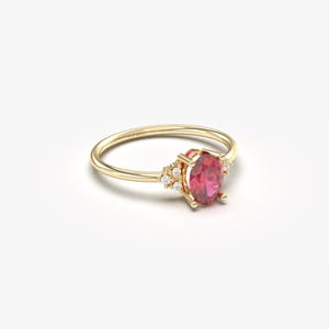 Oval Ruby Diamond 14K Solid Gold Ring, July Birthstone Promise Ring - Etsy