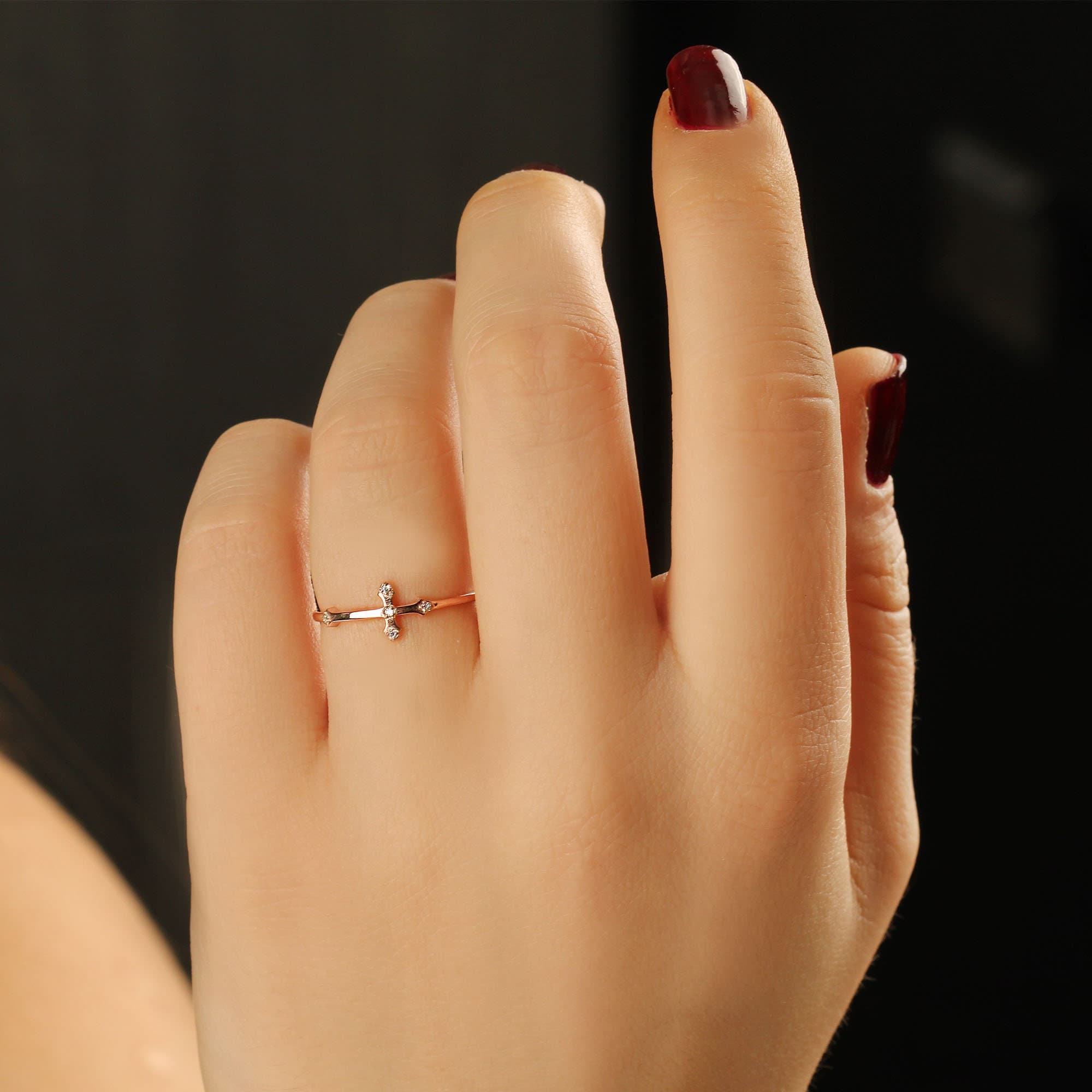 Women's 10k Yellow Gold Filigree Cross Ring | Handcrafted Fine Jewelry Christian Faith Symbol