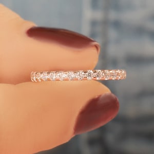 14K Gold Half Eternity Diamond Ring, Unique Rose Gold Eternity Ring, Wedding Band Ring, Solid Gold Ring, Anniversary Ring, Promise Ring,