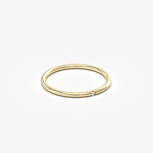 8K Solid Gold Single Diamond Ring, Minimalist Delicate Stackable Band Bild 13