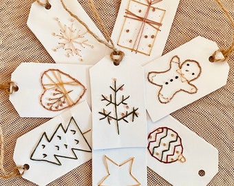 Christmas Gift Tags, Embroider Christmas Tags, Bespoke Tags, DIY Christmas Tags