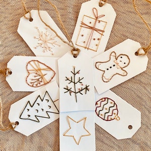 Christmas Gift Tags, Embroider Christmas Tags, Bespoke Tags, DIY Christmas Tags