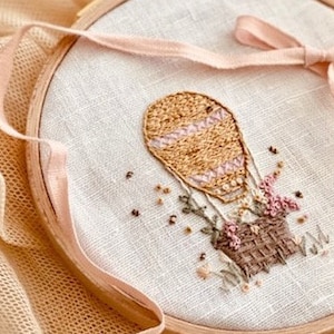 Beginner Embroidery Kit, Balloon Flower Basket, Hand Embroidery Kit, Kits DIY Embroidery set, Flower Embroider, Embroidery, Mother's Day