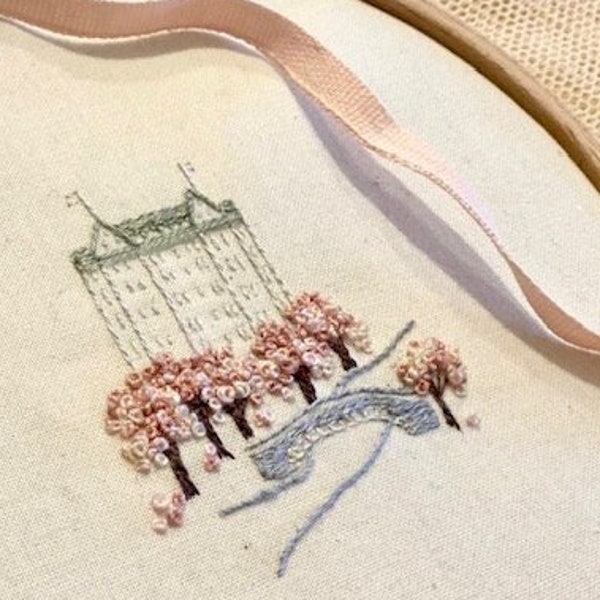 Beginner Embroidery Kit, Embroidery Kit, Embroidery, Flower Embroidery, New York City, The Plaza From the Park