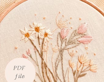 Wildflowers Beginner Embroidery PDF Pattern, Wild Flowers PDF File