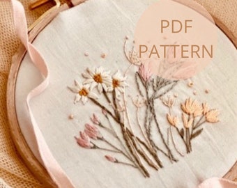 Beginner Embroidery PDF Pattern, Wild Flowers PDF