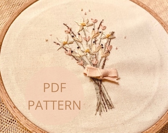 Beginner Embroidery PDF Pattern, Hand-Tied Bouquet PDF