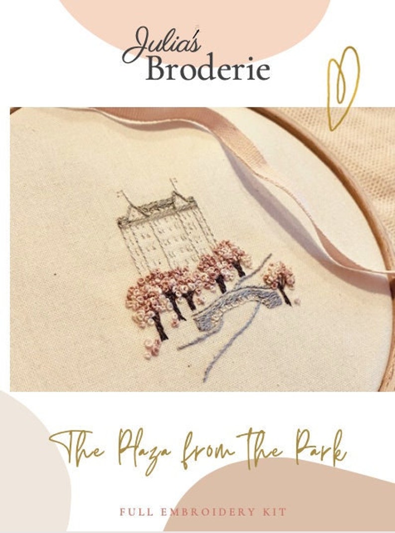 Beginner Embroidery Kit, Embroidery Kit, Embroidery, Flower Embroidery, New York City, The Plaza From the Park image 6