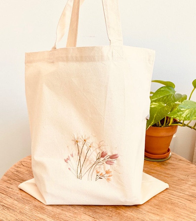 Beginner Embroidery Tote Bag Kit, Flower Embroidery, Embroidery Kit, Embroidery, Wildflowers Design, Hand Embroidery Kit, DIY Embroidery set image 9