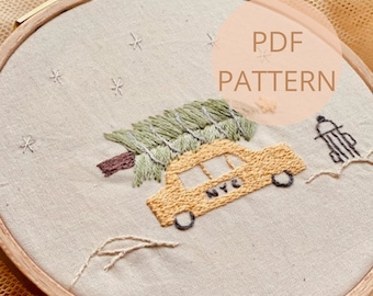 Beginner Embroidery Pdf - Christmas Tree Takes a Ride