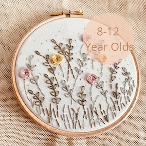 Blumenwiese, DIY-Stickerei, Kinderstickerei-Kit, Sticklern-Kit