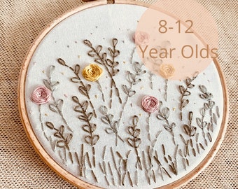 Flower Meadow, DIY Embroidery, Children's Embroidery Kit, Learn to Embroider Kit