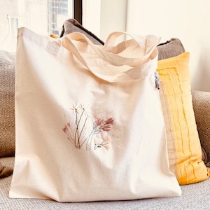 Beginner Embroidery Tote Bag Kit, Flower Embroidery, Embroidery Kit, Embroidery, Wildflowers Design, Hand Embroidery Kit, DIY Embroidery set image 8