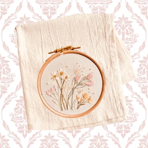 Tea Towel Wildflowers, Beginner Embroidery, Kitchen Towel, Embroidery Flower, DIY Craft, Hand Embroidery