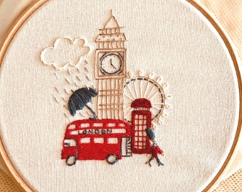 London Kit, Beginner Embroidery, City Embroidery, DIY embroidery, Hand Embroidery