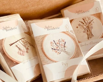 Floral Embroidery Tea Towel Kit: Beginner DIY Kits