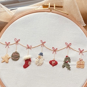 Christmas Bunting, Christmas embroidery, Embroidery Kit