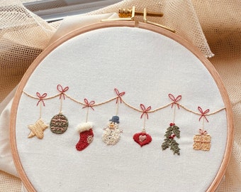 Christmas Bunting, Christmas embroidery, Embroidery Kit