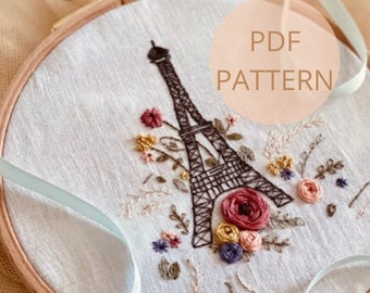 Beginner Embroidery PDF Pattern, Spring in Paris PDF
