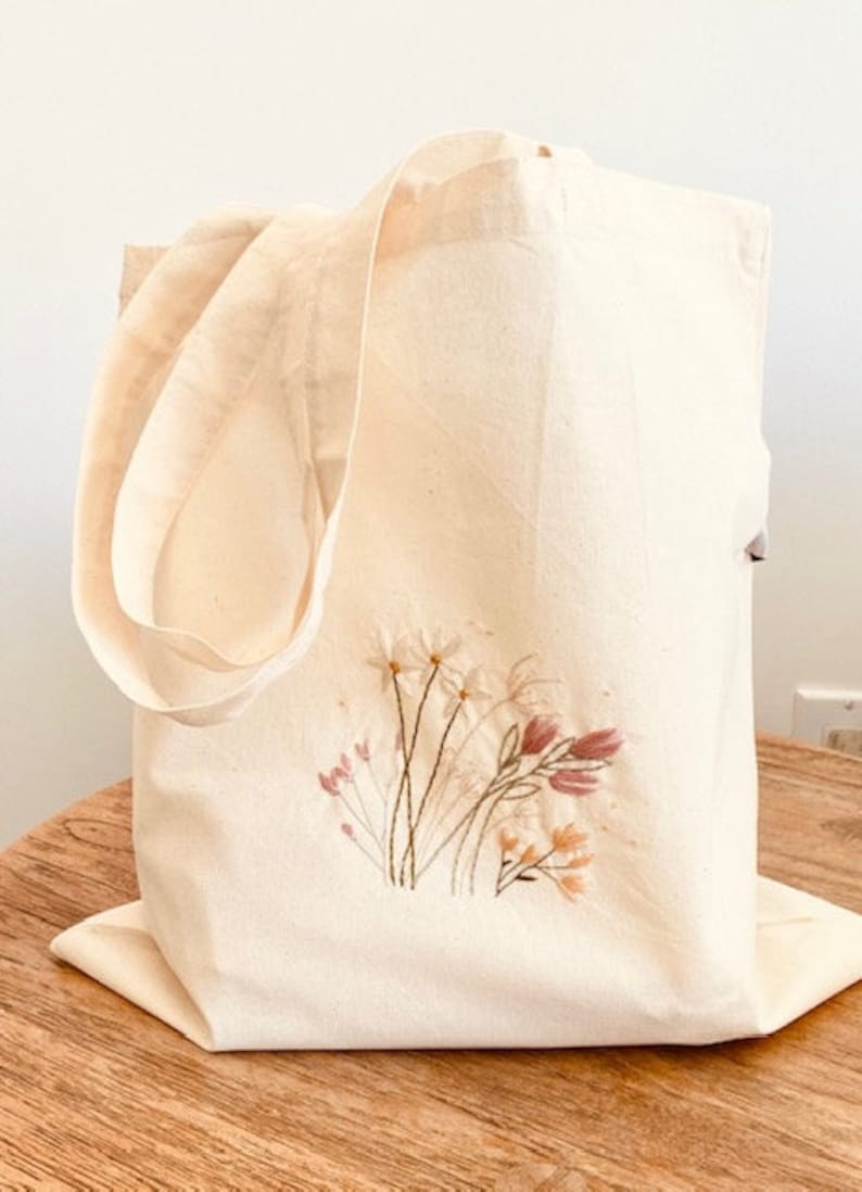 Beginner Embroidery Tote Bag Kit, Flower Embroidery, Embroidery Kit, Embroidery, Wildflowers Design, Hand Embroidery Kit, DIY Embroidery set image 10