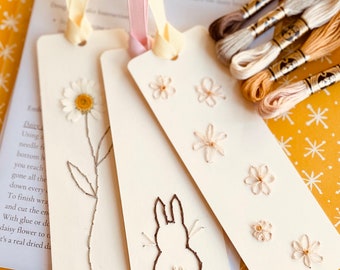 Embroidery Bookmark kit, DIY kit, Bookmarks, Beginner Embroidery kit