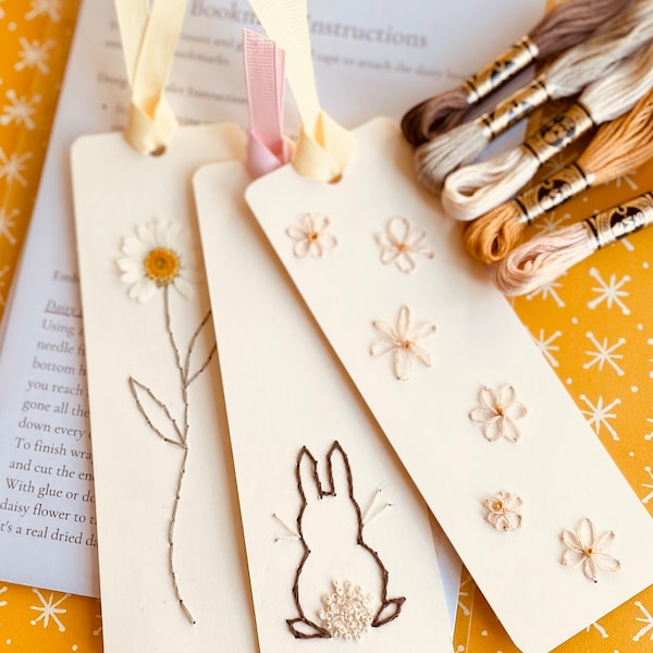 Embroidery Bookmark kit, DIY kit, Bookmarks, Beginner Embroidery kit