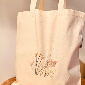 Beginner Embroidery Tote Bag Kit, Flower Embroidery, Embroidery Kit, Embroidery, Wildflowers Design, Hand Embroidery Kit, DIY Embroidery set image 5