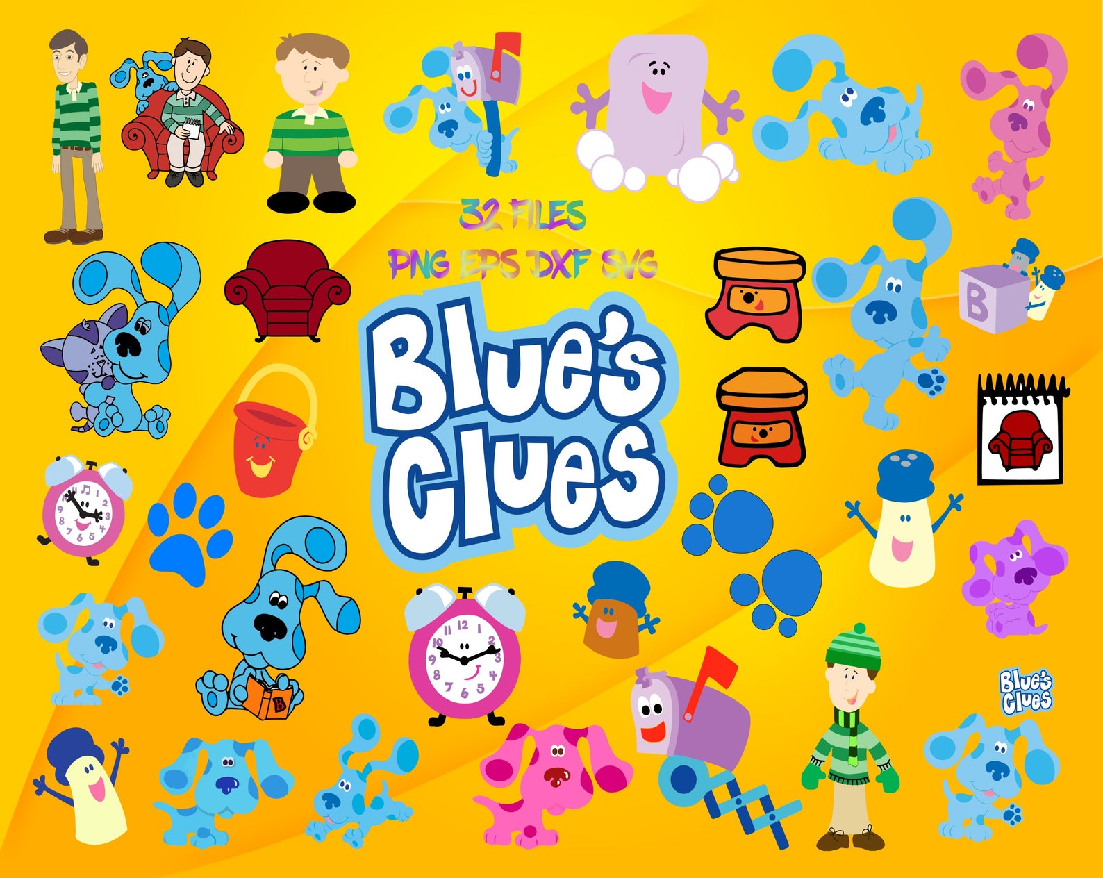 Download Blue's Clues bundle svg png dxf eps Blue's Clues | Etsy