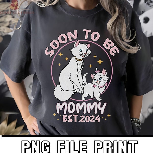 Marie Cat Soon To Be Mommy Png, Pregnancy Announcement Clipart, Disneyland Pregnancy Reveal Png, Gift for New Mom, Mothers Day Gift