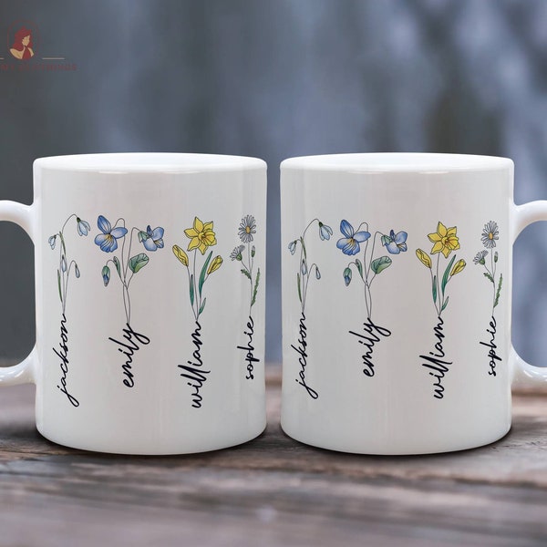Custom Birth Month Birth Flower mug, Plant Mom Mug, Grandma's Garden, Mothers Day Gift, Plant Mom Gift, Personalized Gift for Grandmother