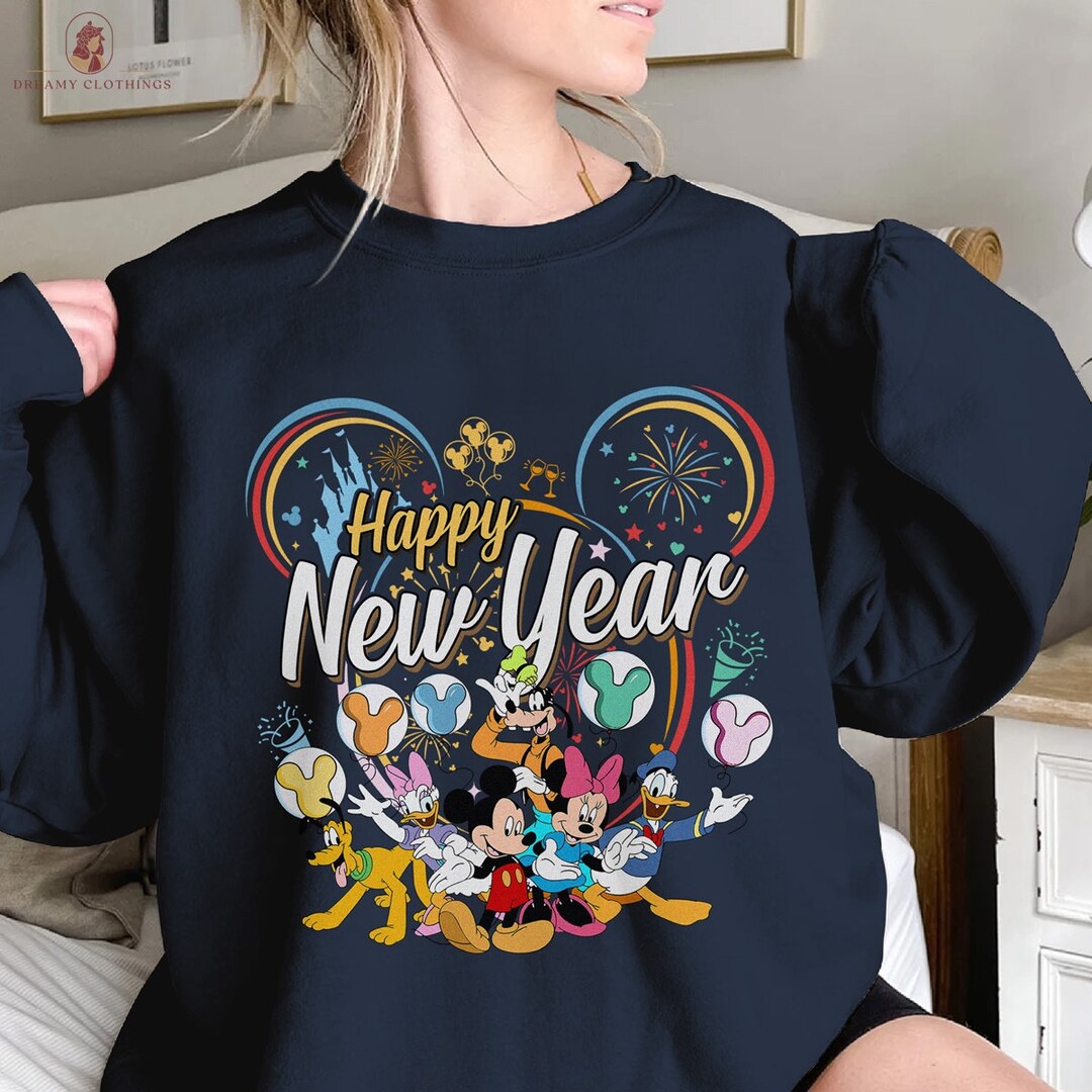 Mickey Mouse Happy New Year 2024 Sweatshirt New Year Family Etsy