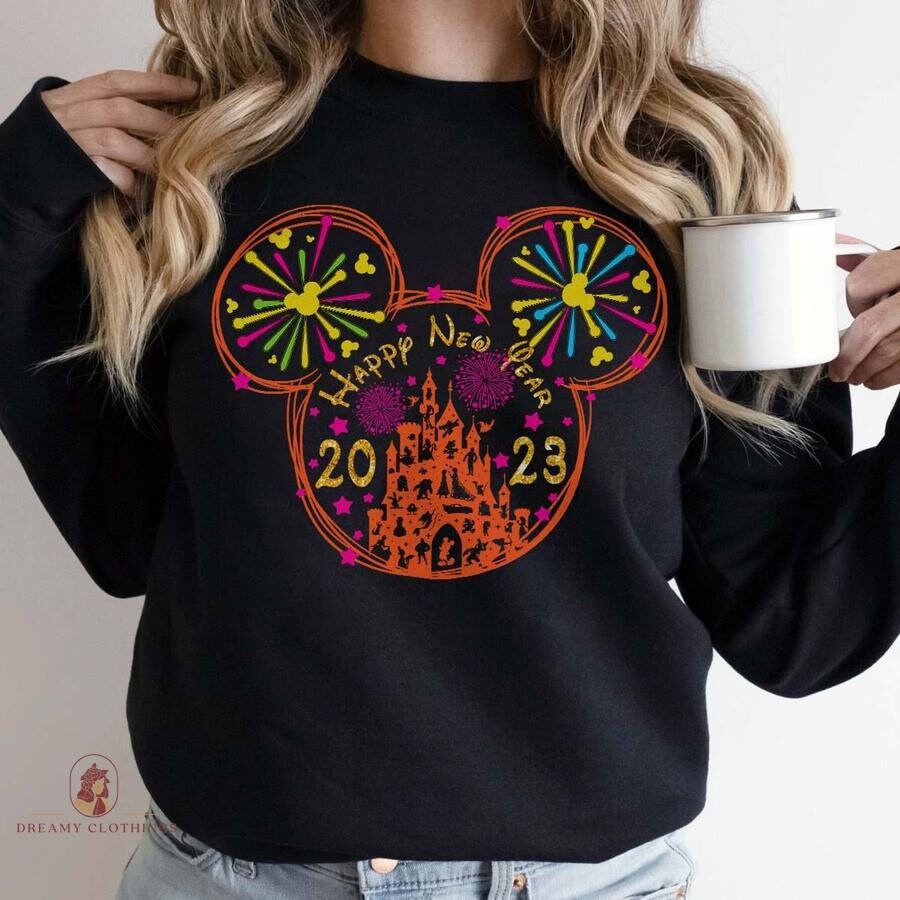 Discover Disney Happy New Year Sweater,Happiest Place On Earth Shirt,Disney Family Matching Shirt,Happy New Year 2023, Disney New Year Shirts