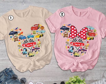 Personalized Cars Movie Matching Shirt | Cars Movie Mouse Head Shirt | Lightning Mcqueen Shirt | Mickey Minnie Couple TShirt