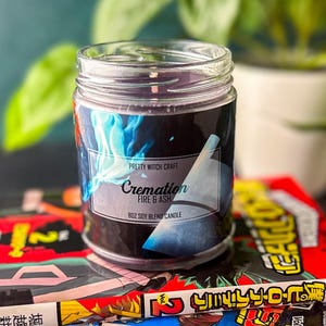 Blue Flame Villain Hero Anime Inspired Candle - Leather, Blood, Smoke Scented
