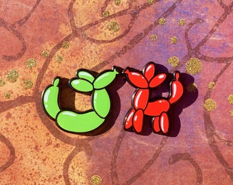 Balloon Horses Worm Horse and Banana Pudding Enamel Pins