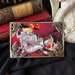 Fallen Angel Lucifer Hazbin Hotel Enamel Pin | Luxury Limited Edition Pin-on-Pin Design | Gold + Antique Gold | Mixed Grade