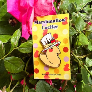 Marshmallow Lucifer AKA Peepifer Enamel Pin Easter Snack Inspired