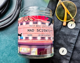Baxter Hazbin Hotel "Mad Scientist" Inspired Soy Candle - Ocean and Oakmoss Scented