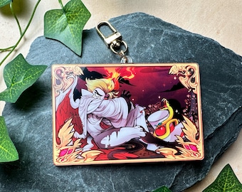 Hazbin Hotel Fallen Angel Lucifer 4 Inch Doubled Sided Acrylic Keychain - Edgeless / Full Bleed Acrylic