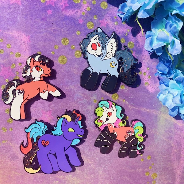 My Little Hellborn Helluva Boss MLP Inspired Hard Enamel Glitter Pins