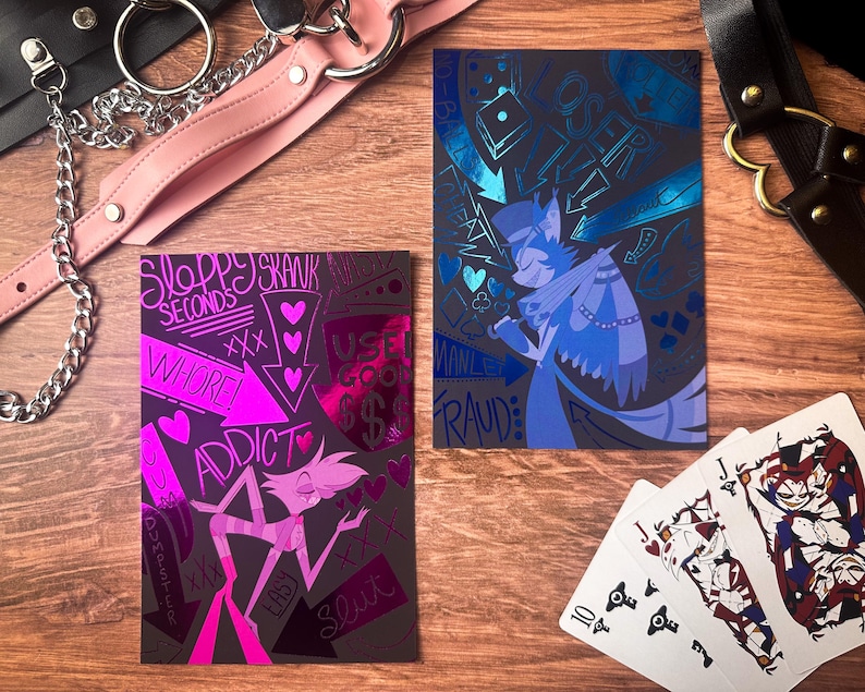 Loser Just Like Me 4 x 6 Foil Print Angel Dust and Husk Hazbin Hotel Postcard Size imagem 1