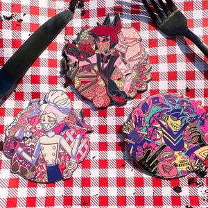 Hazbin Hotel Hell's Kitchen BLACK NICKEL Tasting-Menü Pin Set