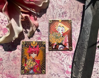 Hazbin Hotel Alastor + Lucifer Enamel Pin Floral Malignance Orange Lily