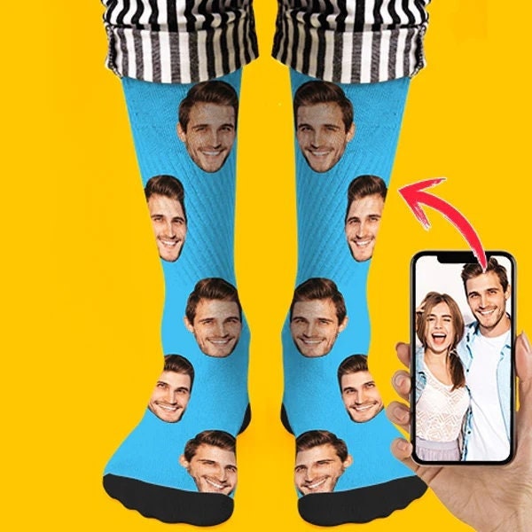 Custom Face Socks Made in USA,Personalized Photo Socks, Picture Socks, Customized Socks with Photos,Funny Gift for Her/Him,Mother's Day Gift