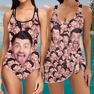 Custom Face Swimsuit, Personalized Photo Bathing Suit, Bachelorette Gift